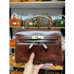 Heavy oil wax thickened vegetable tanned leather Lacas Kelly bag